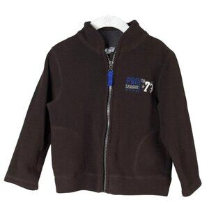 2/$15 Carter's Boys Fleece Jacket Brown 4T Pockets High Collar Lightweight Zip